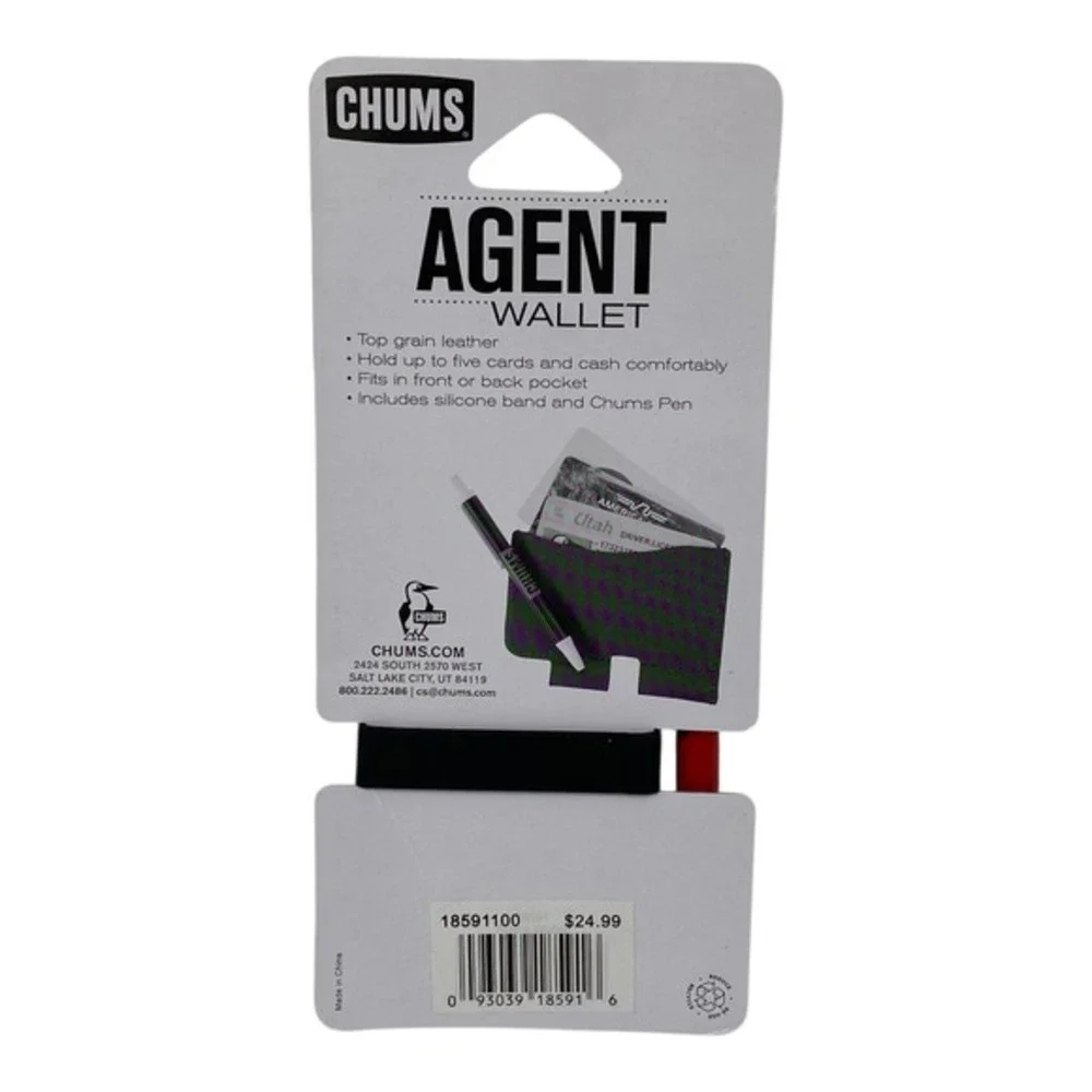 CHUMS‎ Agent Wallet Top Grain Leather Black with Silicone Pen Band-Et Collection